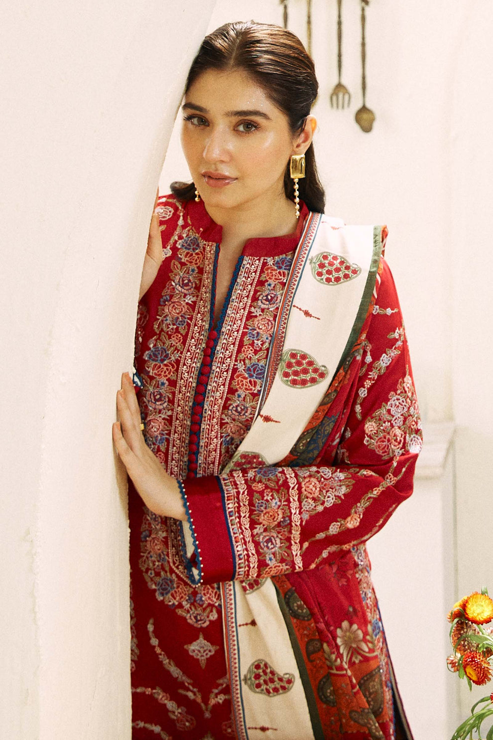 Coco By Zara Shahjahan Embroidered Khaddar Unstitched 3 Piece Suit - 9B